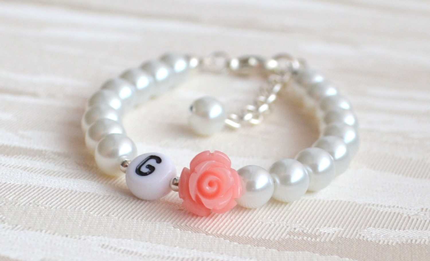 Blush Pink Bracelet Blush Rose Bracelet Initial Bracelet Blush