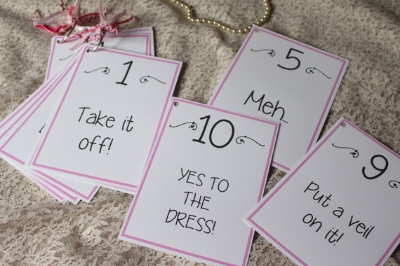  Wedding  Dress  Shopping Score Card Signs  Handmade Set of 10