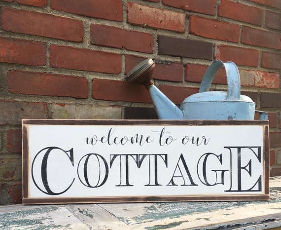 Welcome to our Cottage Painted Wood Sign Wood by stoneriverhomeco