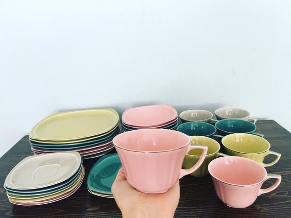 Pastel Dinnerware Set Paden City Pottery Made in by besosvintage