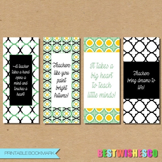 Printable Teacher Appreciation Gift, Teacher Gift, Printable Bookmarks ...