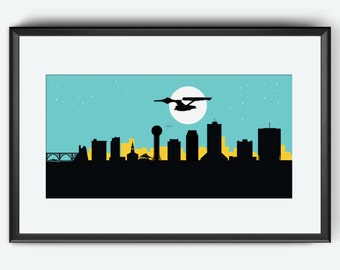 Knoxville Skyline Print, Star Trek inspired print, Knoxville poster, Star trek print, Star Trek poster, Knoxville art, Enterprise print art