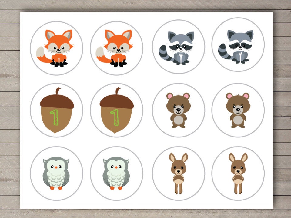 Instant Download Printable Woodland Cupcake Toppers