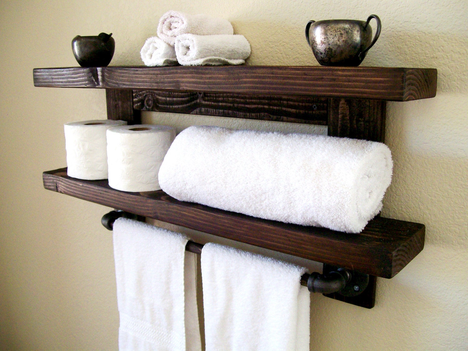 kitchen wall shelf with towel rack