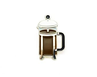 Coffee Press Enamel Pin (Silver)