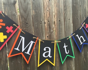 Math Banner - Classroom Decor - Back to School - Teacher Sign - Class Subject - Party decoration - Math Science - School subject