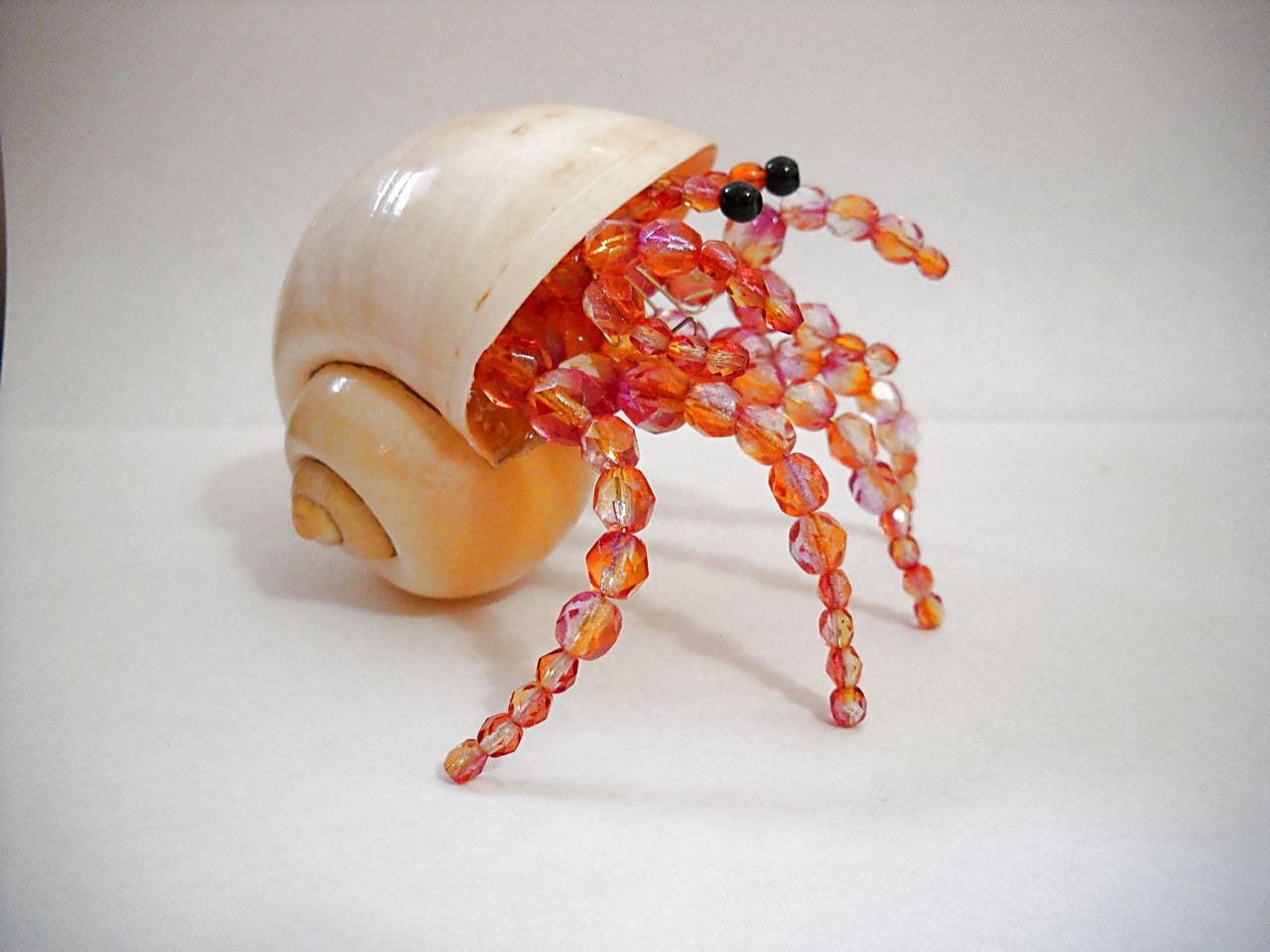 Handmade Glass Beaded Hermit Crab in Real Shell by 