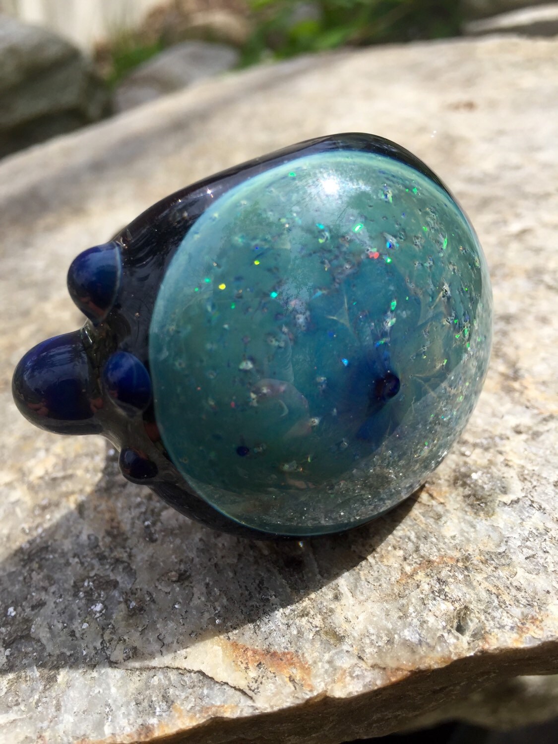 Hand made crushed glass opal pipe