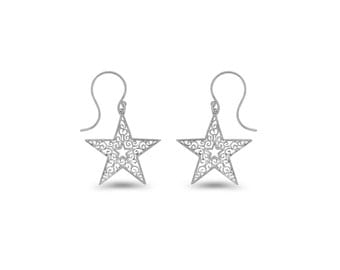 Sterling Silver Star Earrings. 65% off regular price.