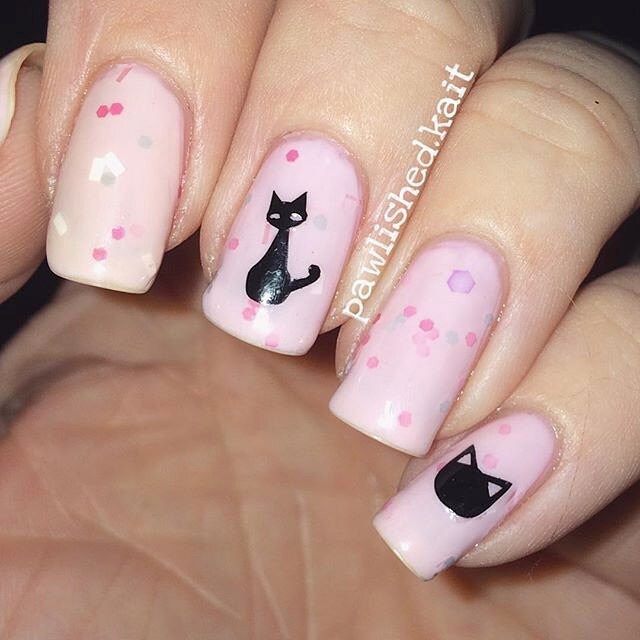 Cat Nail Decals Vinyl Custom Choice of Color by beyondthenail