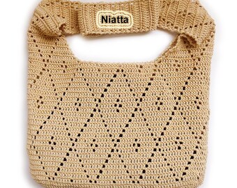 crochet hobo bag boho women tote handbag medium size purse shopper bag market bag tablet case shoulder handbag diamonds lace Niatta