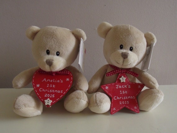 personalised 1st christmas teddy