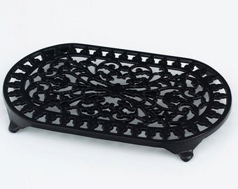 Large Cast Iron Trivets Quality Made Double Pan Pot Stand Decorative Black, Green, Ivory, Grey by Victor Cookware & Robert Welch