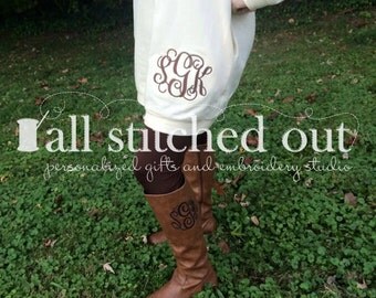 Monogram Pocket Sweatshirt - Monogram Tunic Sweatshirts - Personalized Sweatshirts - Monogram Sweatshirt - Long Length Sweatshirt