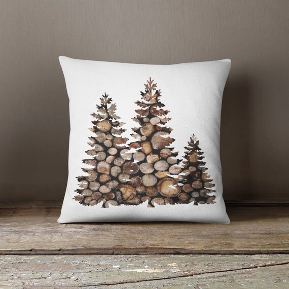 Cabin Decor Tree Pillow Decorative Pillow Custom Log Pillow