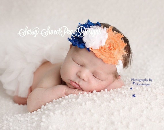291 New baby headbands denver 947 Denver Broncos/Chicago Bears/Syracuse University inspired Shabby   