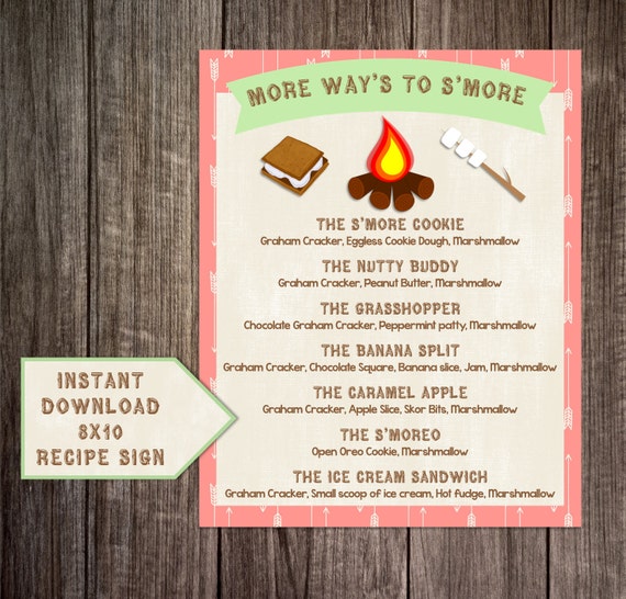 Items similar to S mores Banner Camp Party S mores Bar