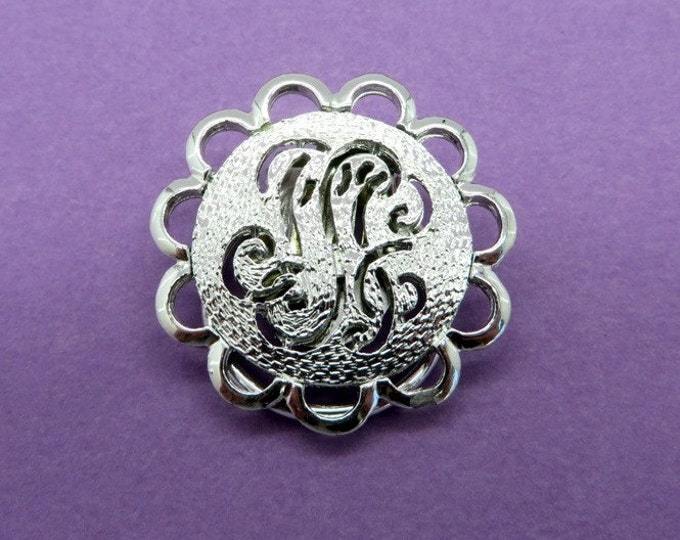 Silver Tone Scrolled Flower Scarf Clip, Vintage Accessory Clip, Dress Clip