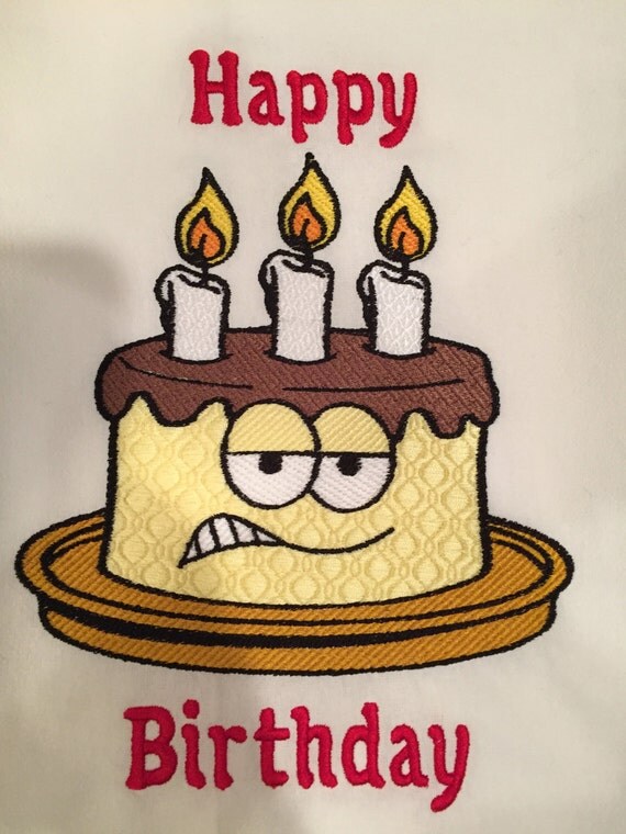 HAPPY BIRTHDAY CAKE Kitchen Towel by CreativeGlassbySusan on Etsy