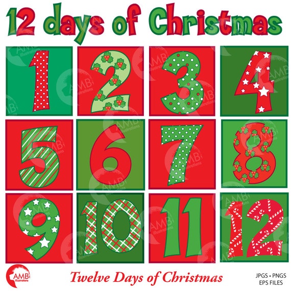 Christmas Numbers Clipart Twelve Days of Christmas Christmas