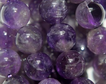Genuine Amethyst beads - Round 8 mm beads, Semi Precious Gemstone Beads - Full Strand 15 1/2", 46 beads, A-Quality