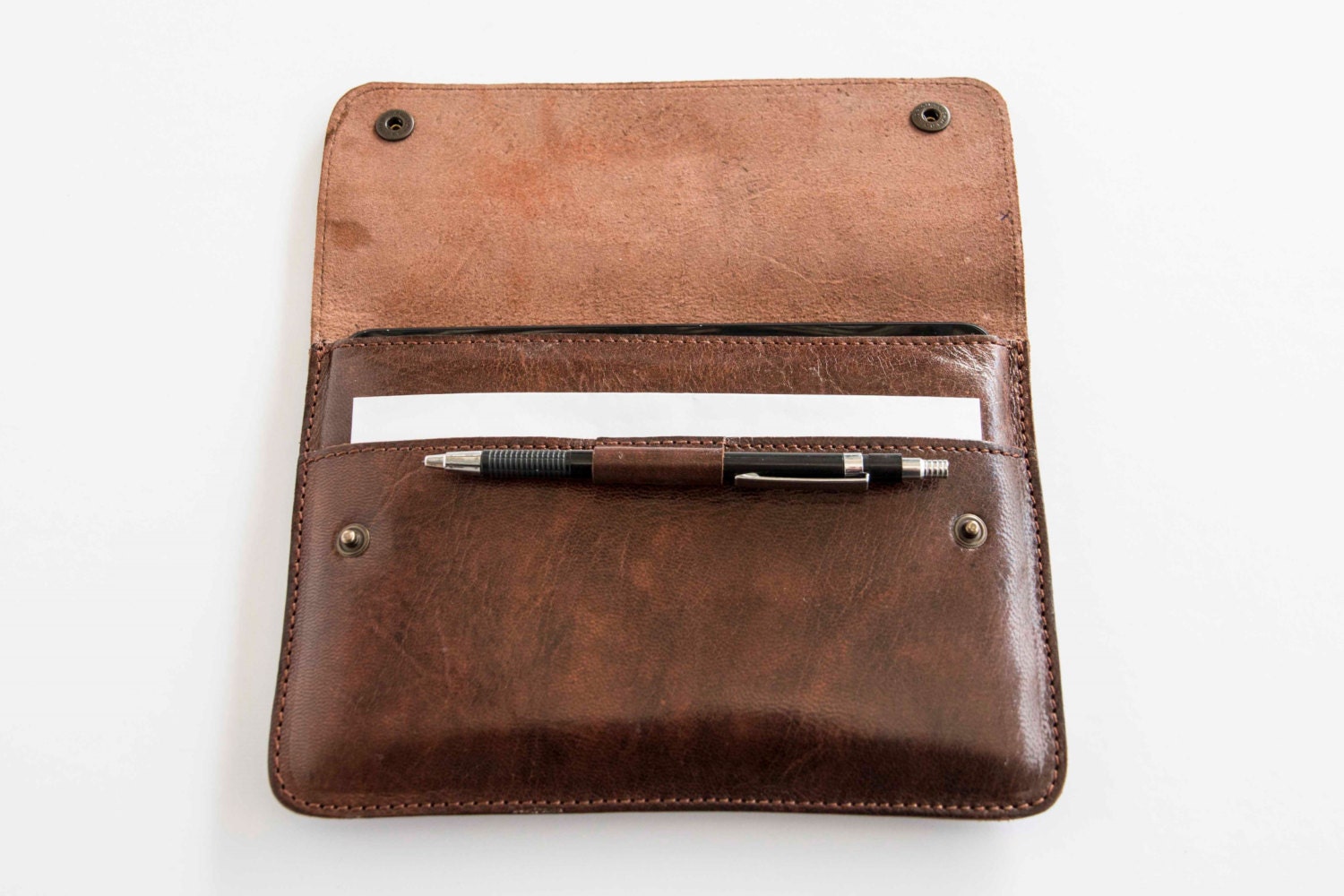 Leather slim iPad Mini case / sleeve in dark cognac handmade