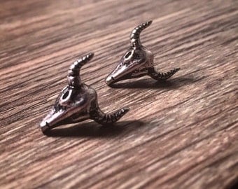 Cow Skull Earrings Cow Head Earrings Steer Skull Longhorn Cowgirl Earrings Country Silver Cow Skull Steer Buffalo Skull Earrings Western