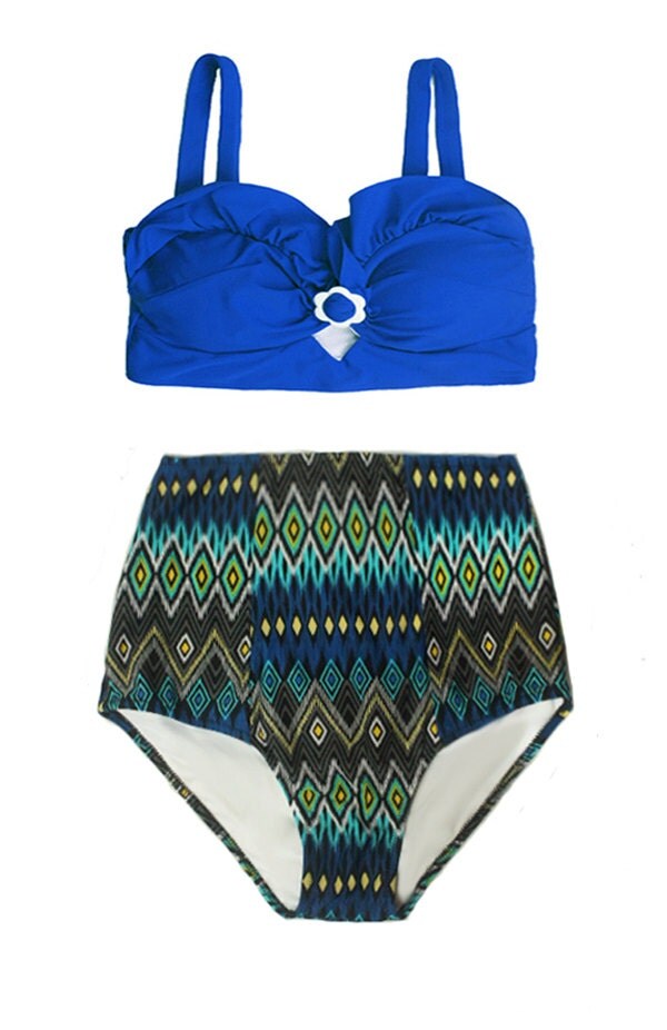 Blue Top and Aztec Tribal Tribute High Waisted Waist