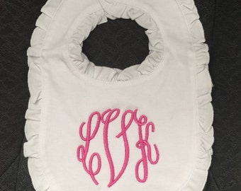 Ruffled Monogrammed Bib