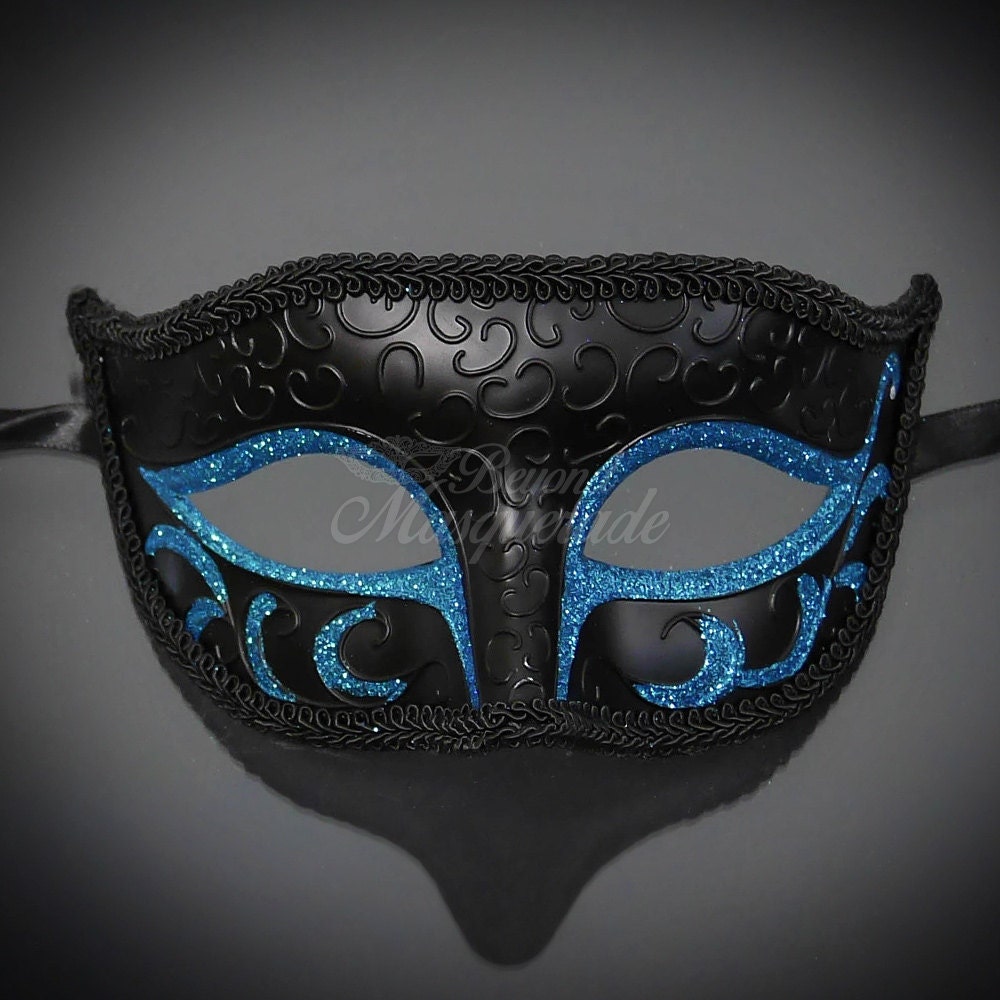 Black Blue Masquerade Mask Mens Masquerade Mask Masquerade