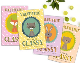 Printable Kids Valentine Cards // Printable Classroom Valentines // Animal Valentines // School Valentines // Digital Cards // The Clarissa