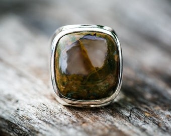 Ocean Jasper Ring Size 8 - Orbicular Jasper Ring Ocean Jasper Ring Size 8 - Orbicular Jasper - Ocean Jasper Gemstone - Ocean Jasper Jewelry