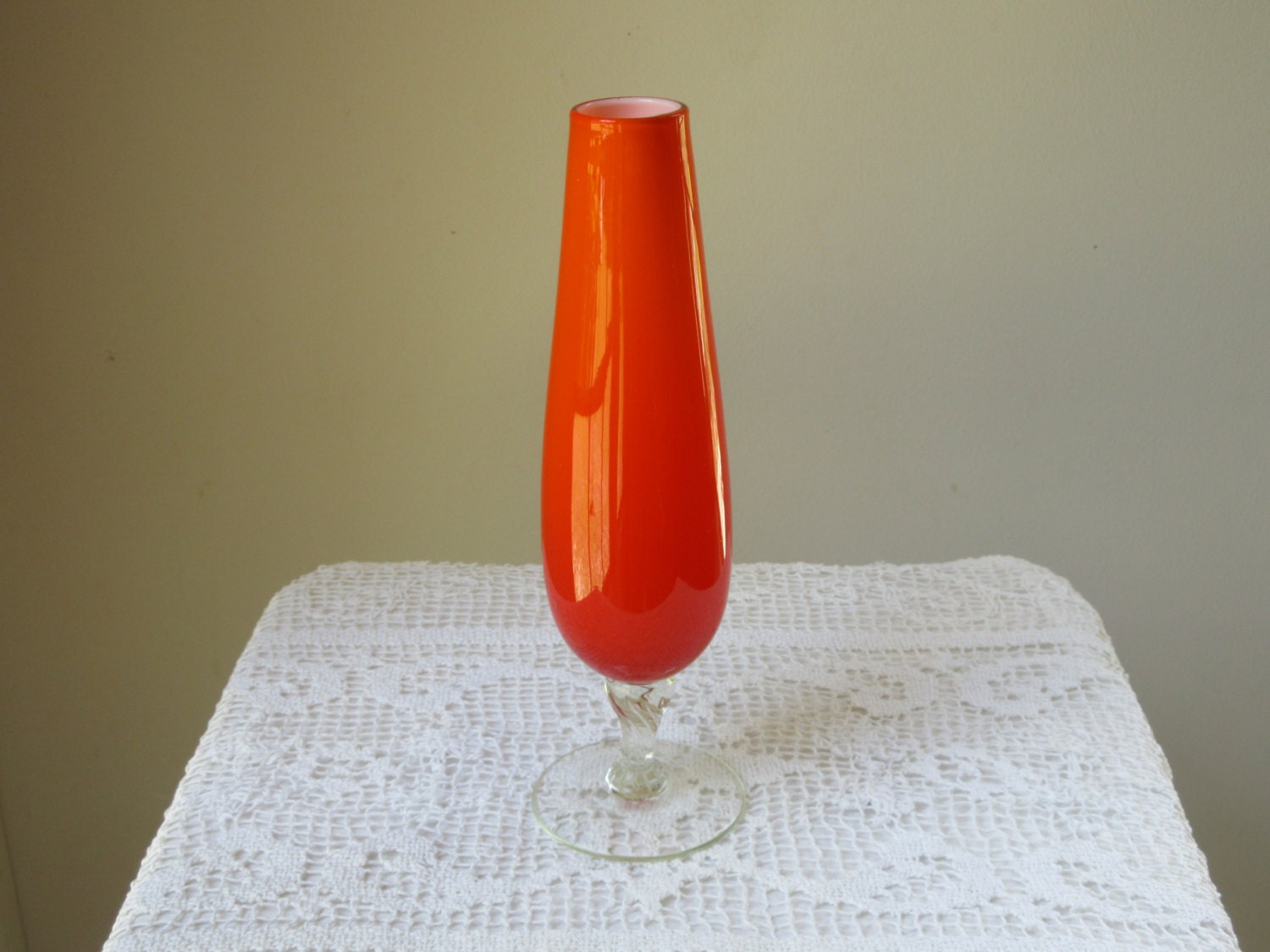MidCentury Modern Orange Glass Vase