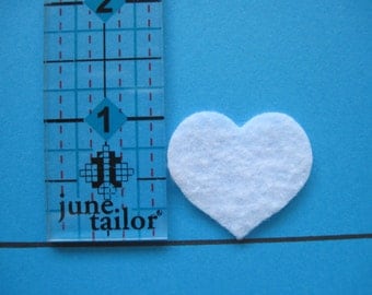 White felt Hearts -- 1" tall (2.5 cm) Die cut. Ready to ship. Great for crafts, wax dipping, etc. These can be dyed with markers.