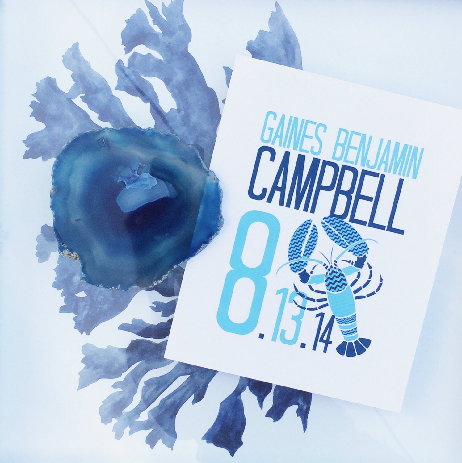 Customizable Chevron Lobster Baby and Birthday Print