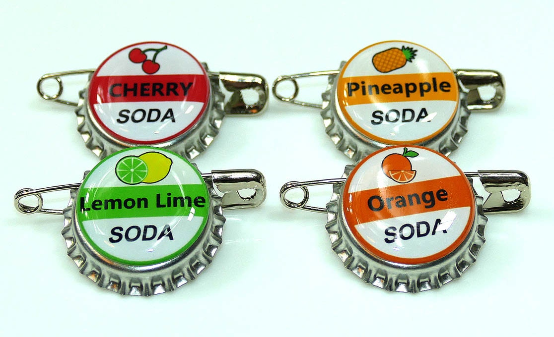 4 ELLIE SODA bottle cap pins Iinspired by Disney UP Set Up for