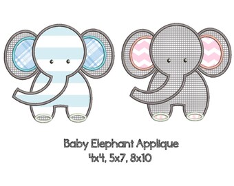 BABY ELEPHANT Appliqué Design - Machine Embroidery - Instant Download - Multiple Sizes