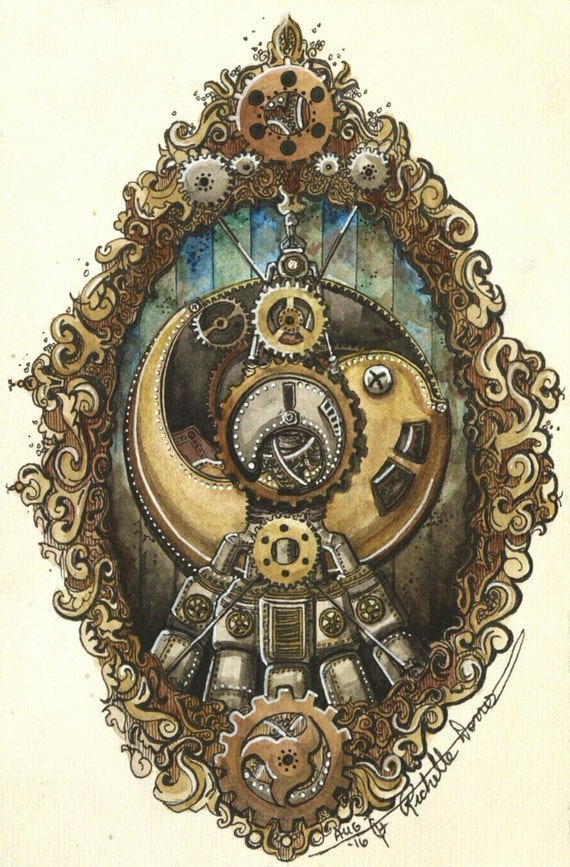 Mini Art 4"x6" PRINT: Steampunk Watercolor by ArtyStudios steampunk buy now online