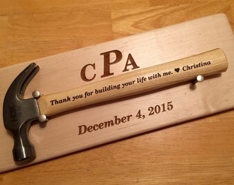 HAMMER DISPLAY Wall Plaque and 16 oz HDX Hammer Groom Gift Father of Bride or Groom Gift Anniversary Retirement