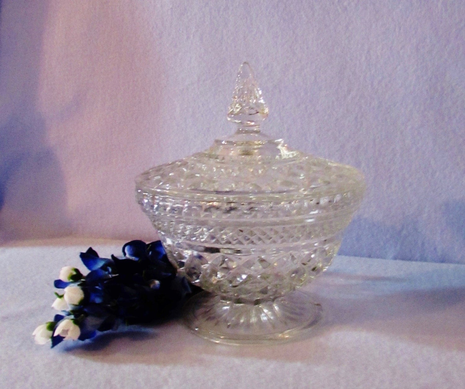 Vintage Crystal Compote Footed Dish with Lid by by BeanzVintiques