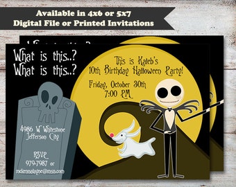 Nightmare Before Christmas Invitation, Nightmare Before Christmas Party, Halloween Birthday Invitation, Digital File or Printed Invitations