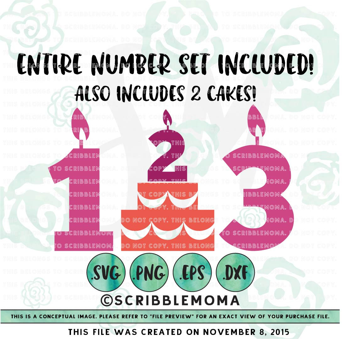 Download Birthday Numbers svg Numbers svg for Cricut Birthday Candle