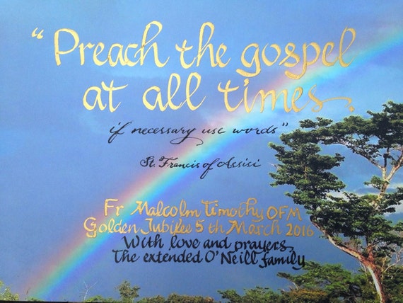 St. Francis Quote Custom Calligraphy Religious Wall Art