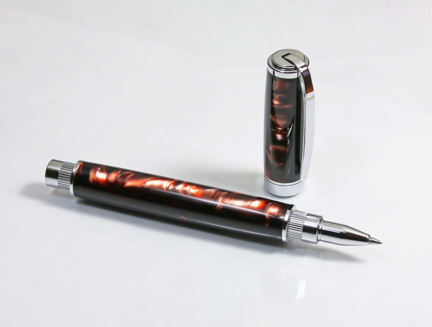 cap rollerball pen made with Brown by WritersHammer