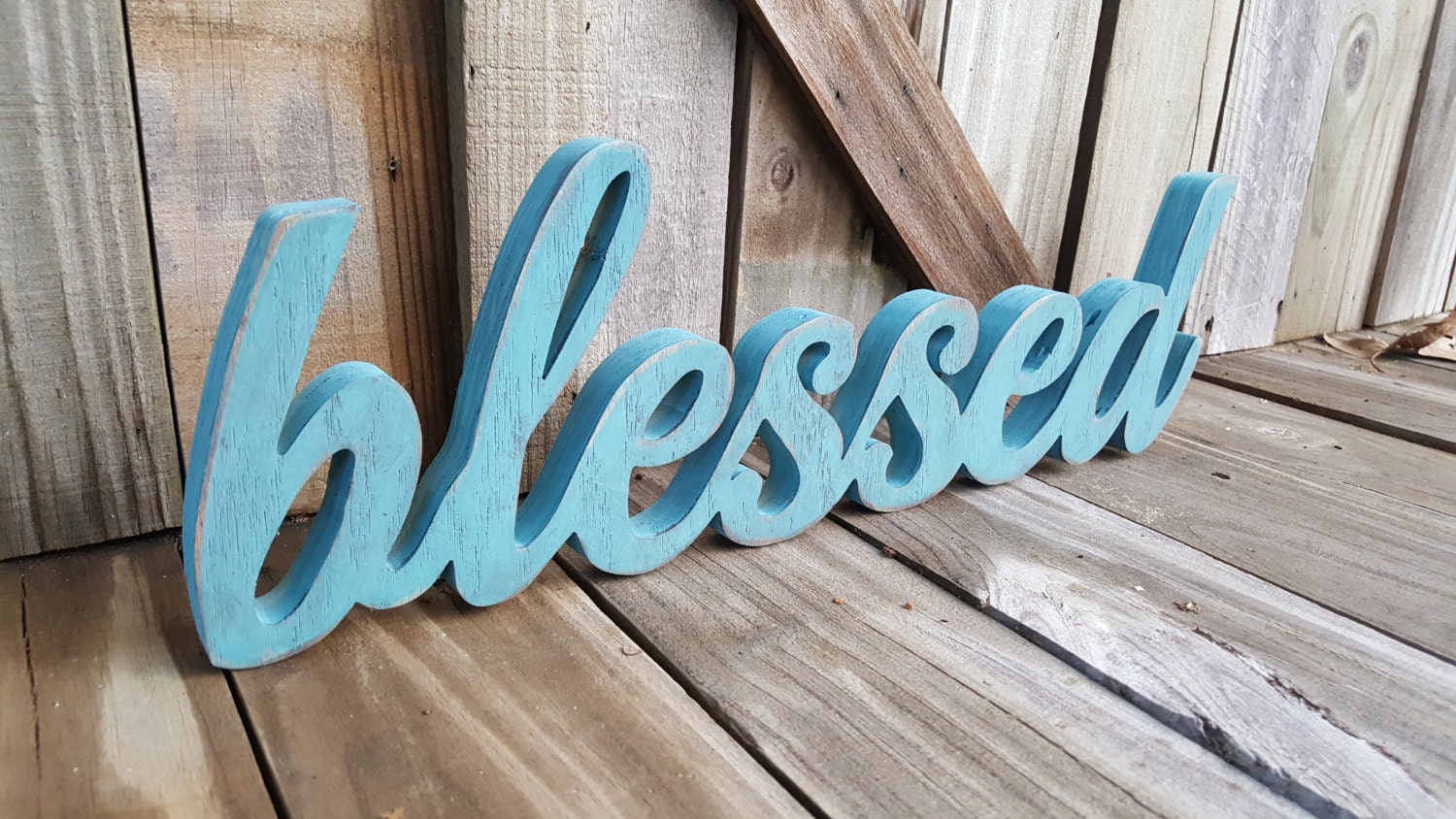 Blessed wooden letters freestanding wall hanging wall