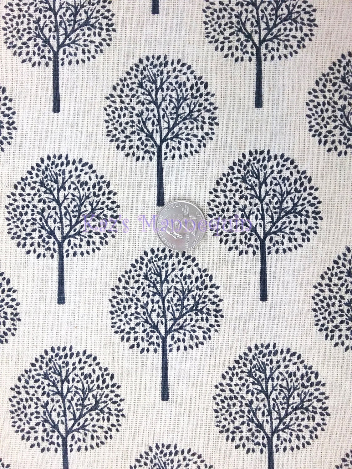 Natural Color Fabric with Trees Printed