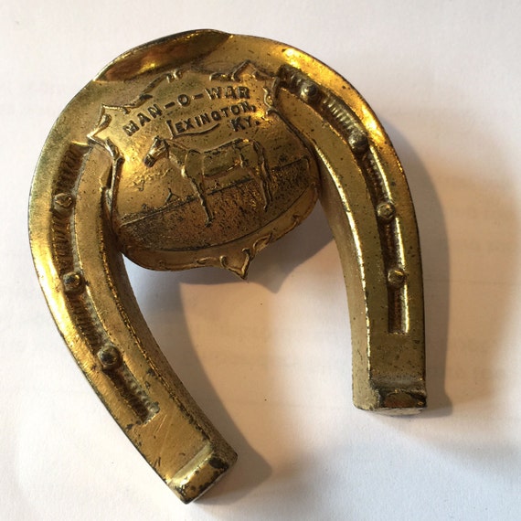 Antique Man O War Horseshoe by K&O Co. Vintage brass Horse