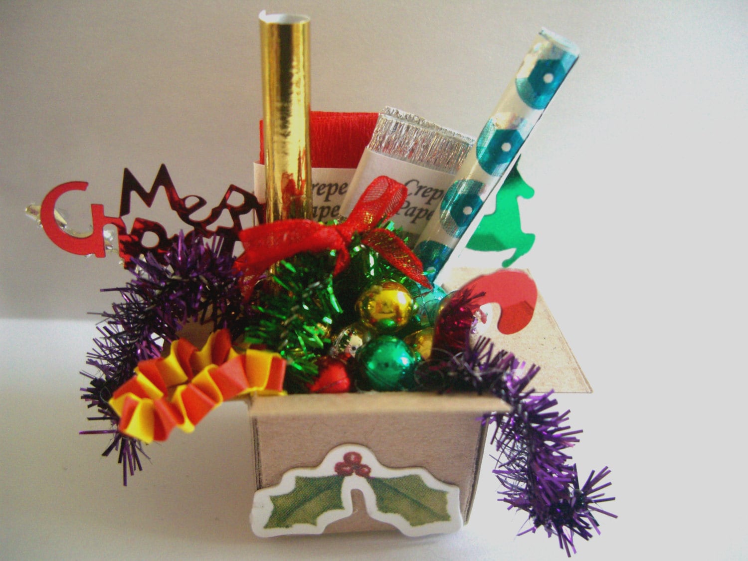 dolls house miniature box of christmas decorations handmade dolls house miniature box of christmas decorations handmade