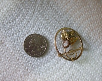 Vintage Pin Brooch Sammartino 12kt Gold Plate Flower Silouhette Cameo