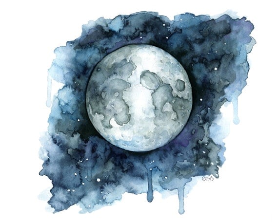 Watercolor Moon Painting Print Titled Goodnight   Il 570xN.1067671942 Q9oc 